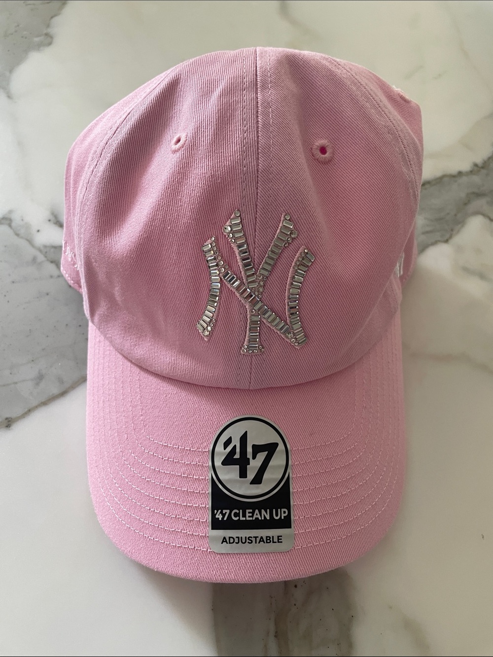 Pink Swarovski crystal Yankees hat